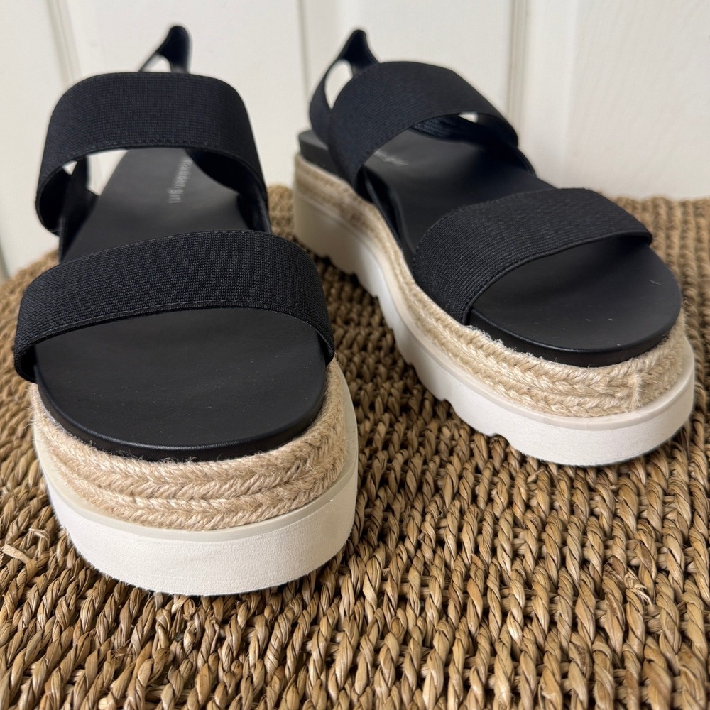 Madden Girl Platform Espadrille Sandals Womens 10 Black Strappy Chunky Boho - Picture 5 of 8